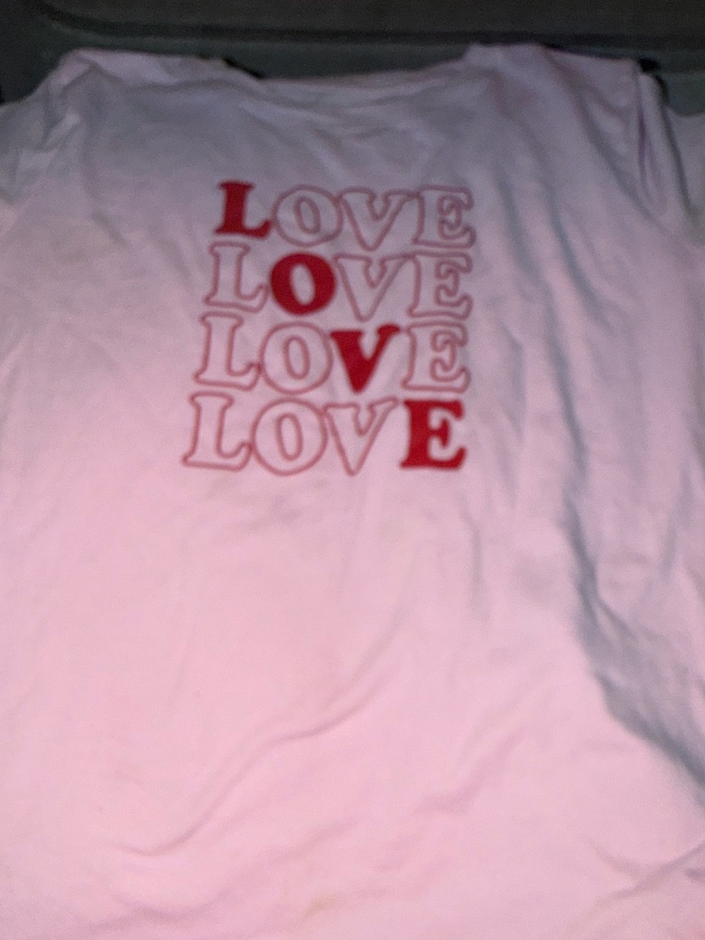 wonder nation Pink Tee with Red "LOVE" Stack Graphic